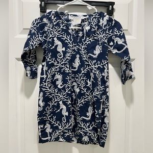 Gretchen Scott Tunic Top Shirt Seahorse Coral Beach Coastal